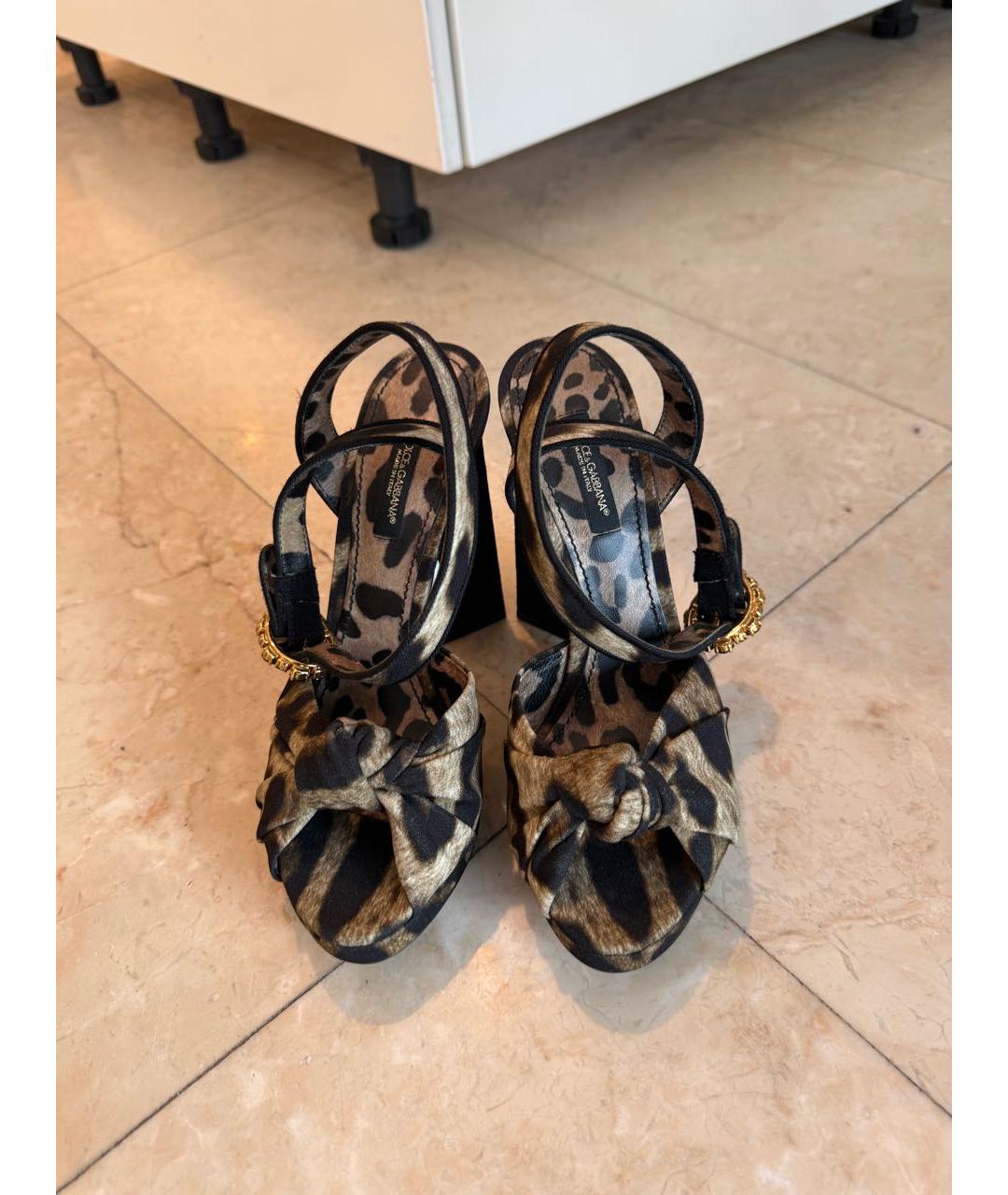 DOLCE&GABBANA Коричневые текстильные босоножки, фото 3