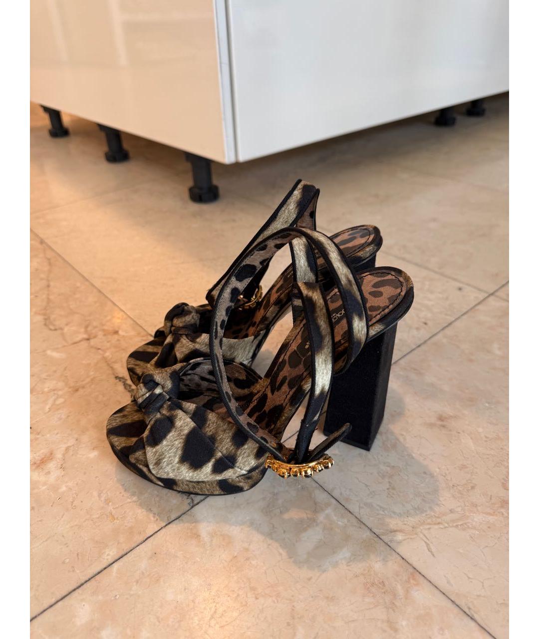 DOLCE&GABBANA Коричневые текстильные босоножки, фото 4