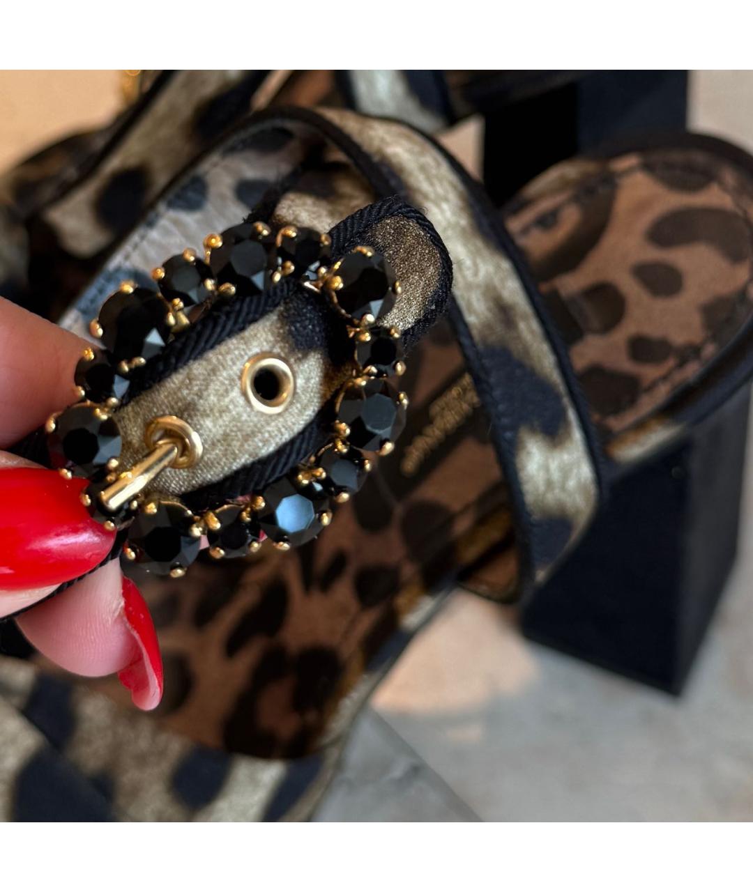 DOLCE&GABBANA Коричневые текстильные босоножки, фото 6