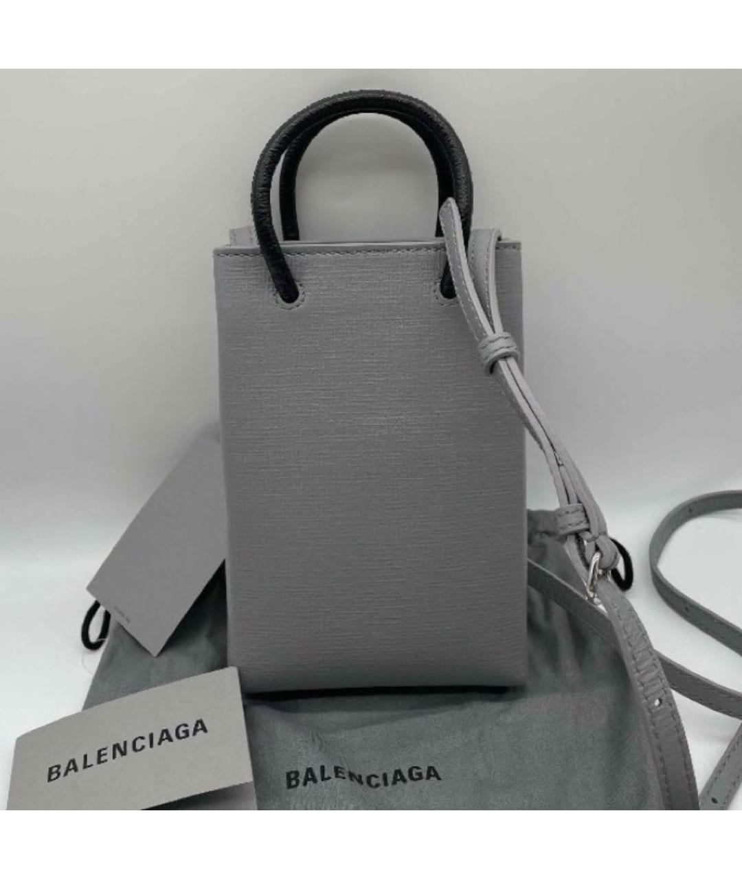 BALENCIAGA Антрацитовая кожаная сумка через плечо, фото 2