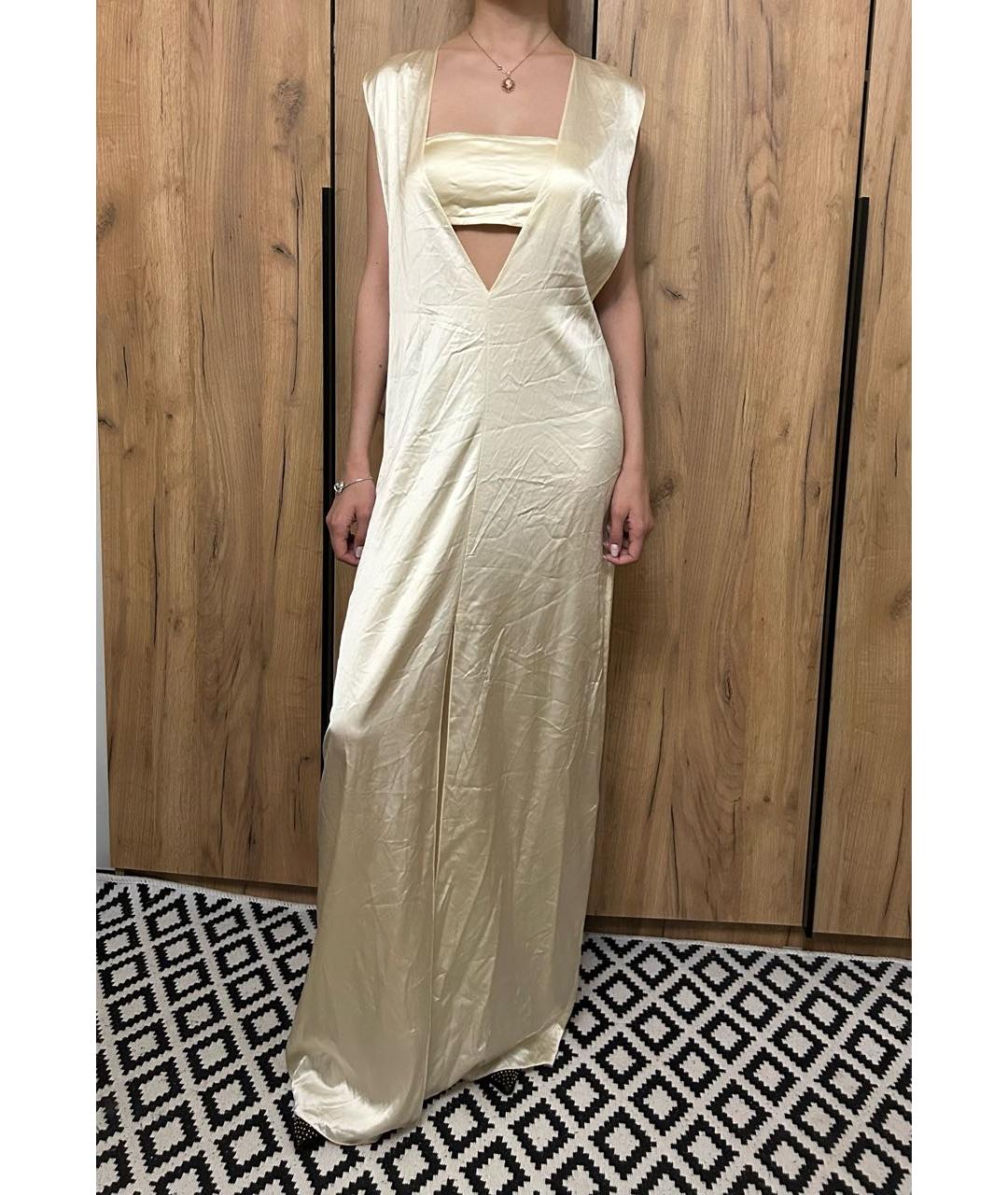 PATRIZIA PEPE Золотое вискозное коктейльное платье, фото 2