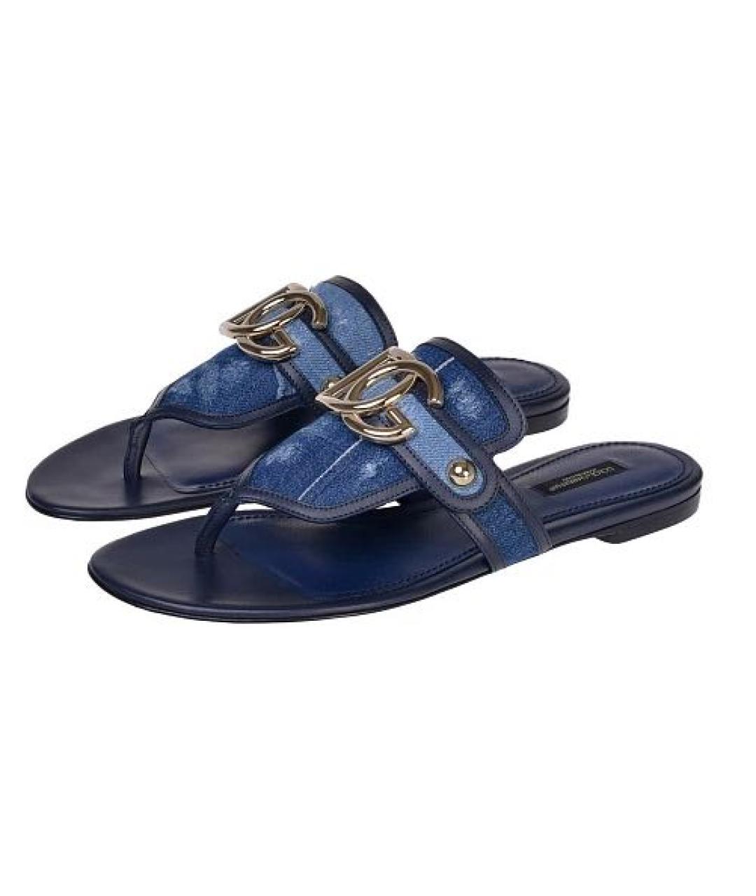 DOLCE&GABBANA Синие текстильные сандалии, фото 5