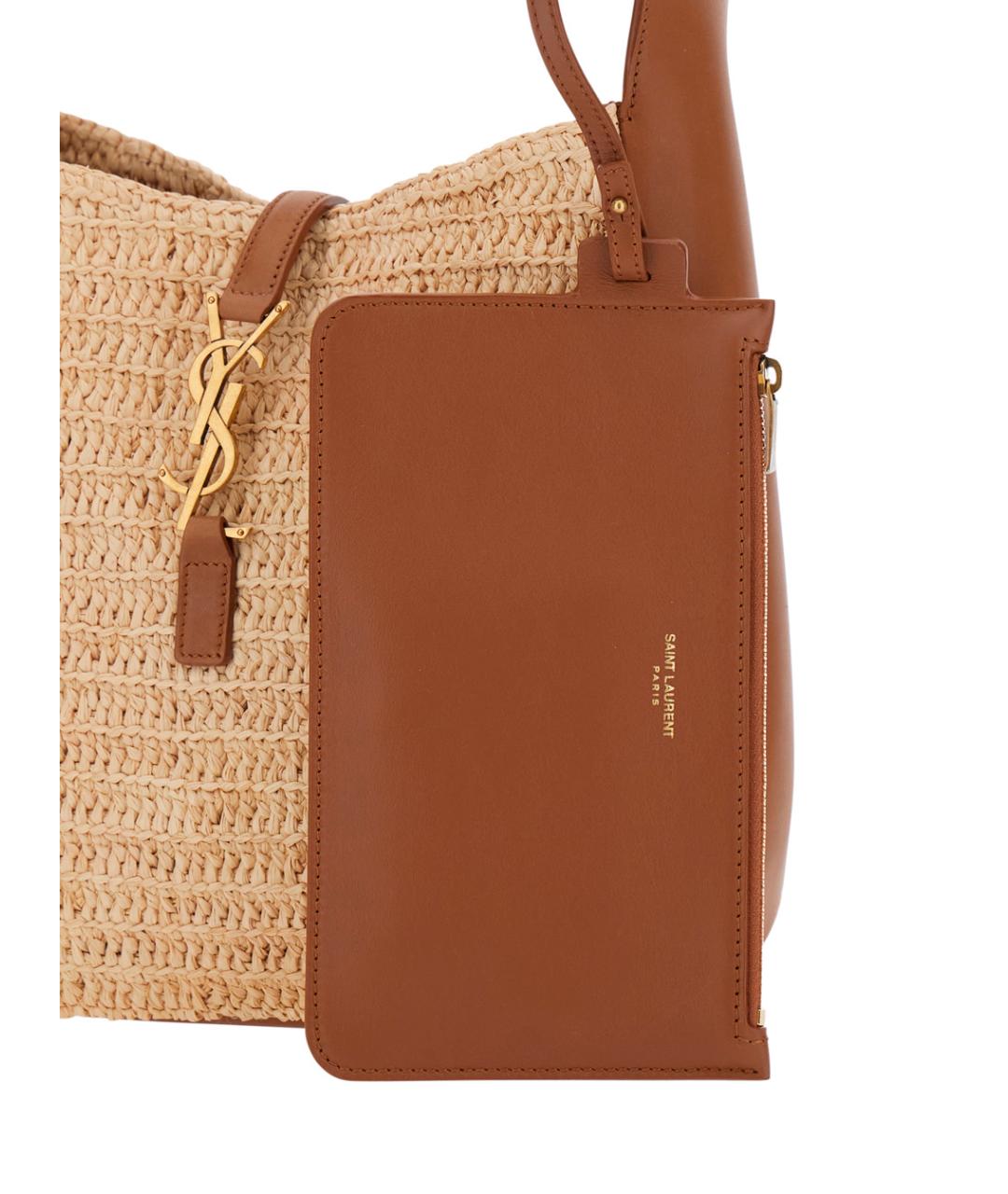 SAINT LAURENT Бежевая пелетеная сумка через плечо, фото 3