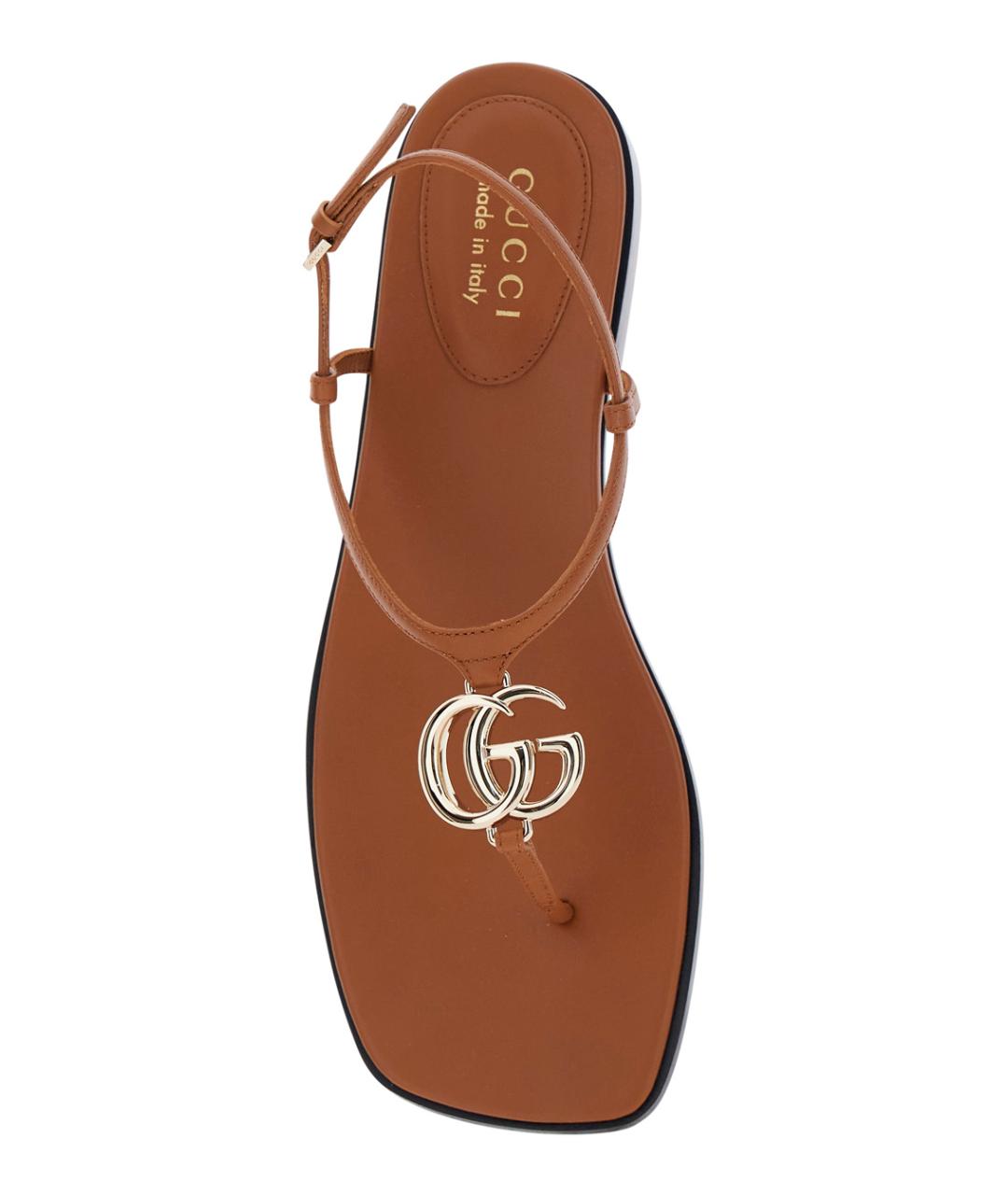 GUCCI Коричневые кожаные сандалии, фото 4