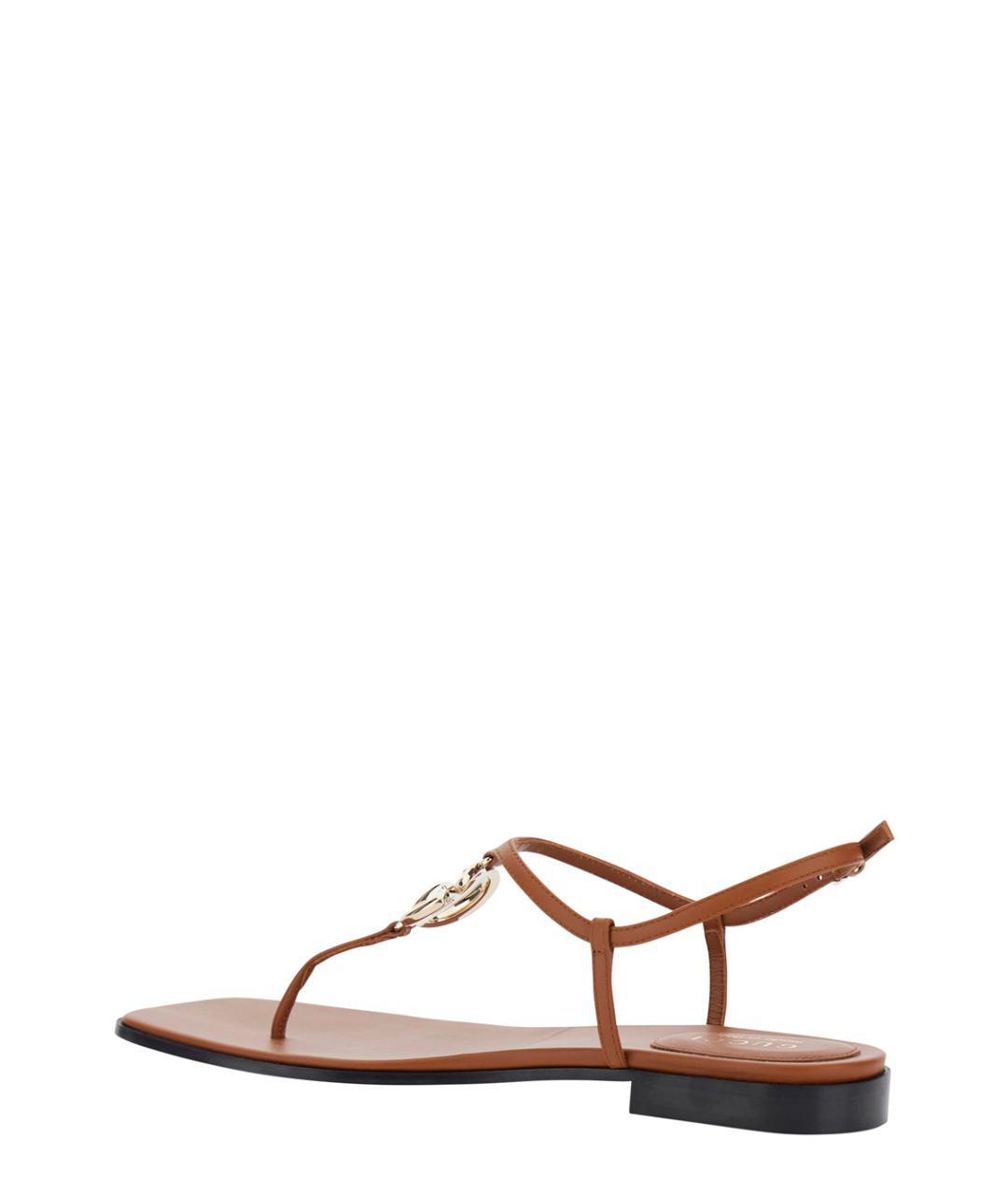 GUCCI Коричневые кожаные сандалии, фото 3