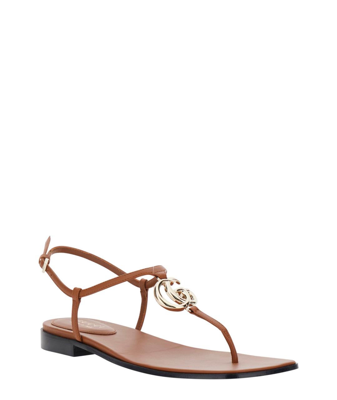 GUCCI Коричневые кожаные сандалии, фото 2