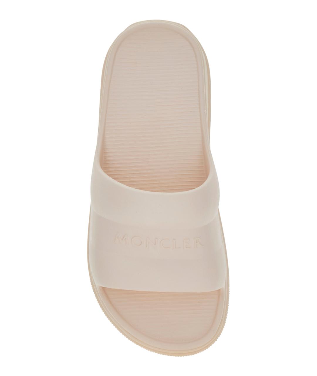 MONCLER Бежевые резиновые шлепанцы, фото 4
