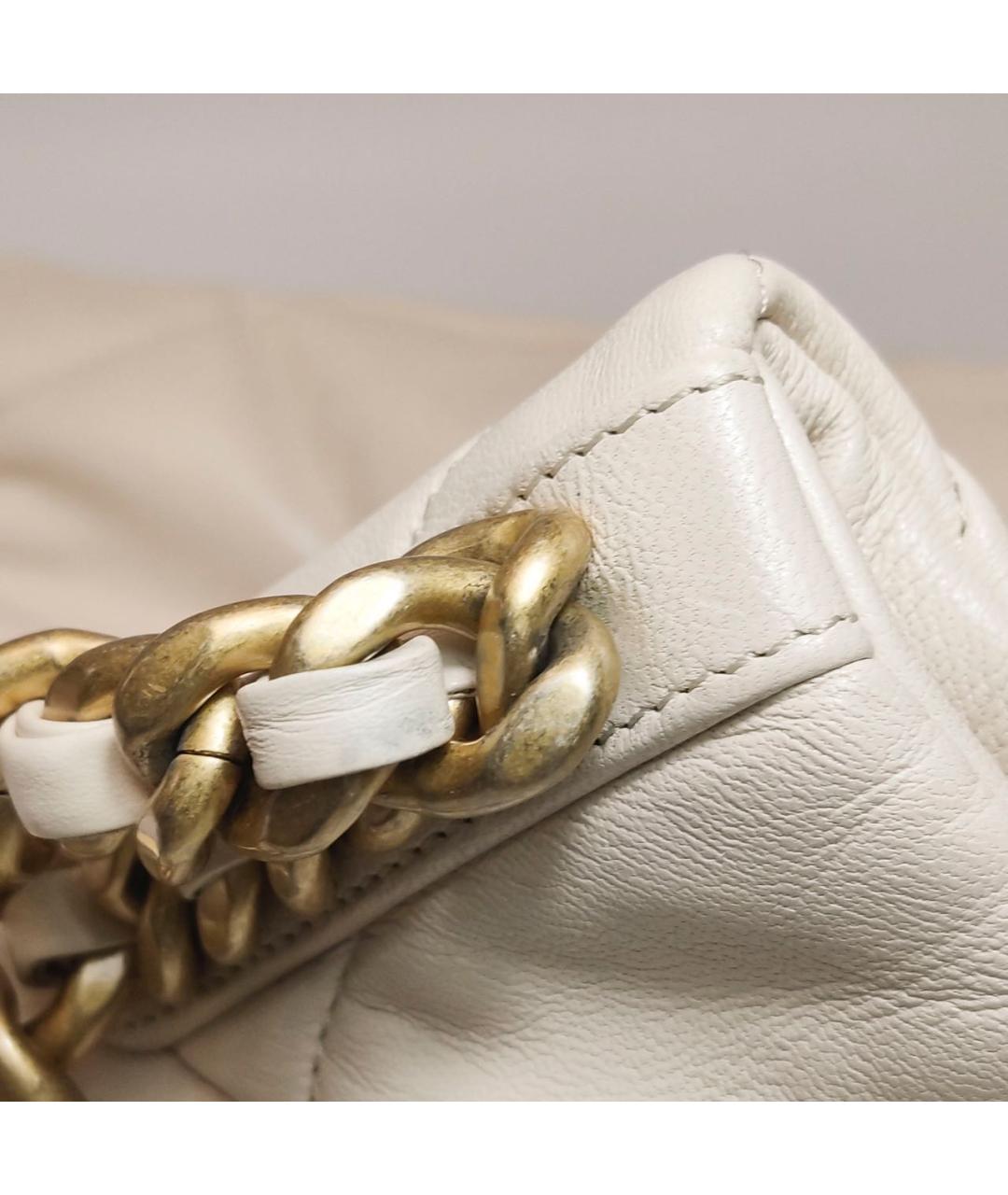 CHANEL Бежевая кожаная сумка через плечо, фото 7