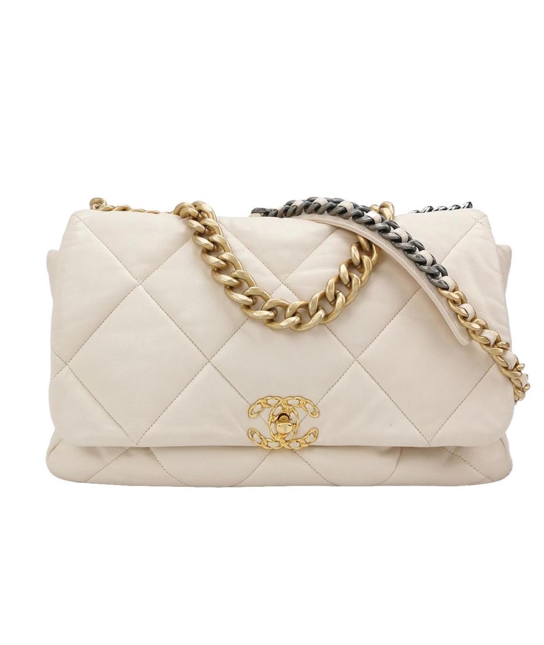 CHANEL Бежевая кожаная сумка через плечо, фото 9