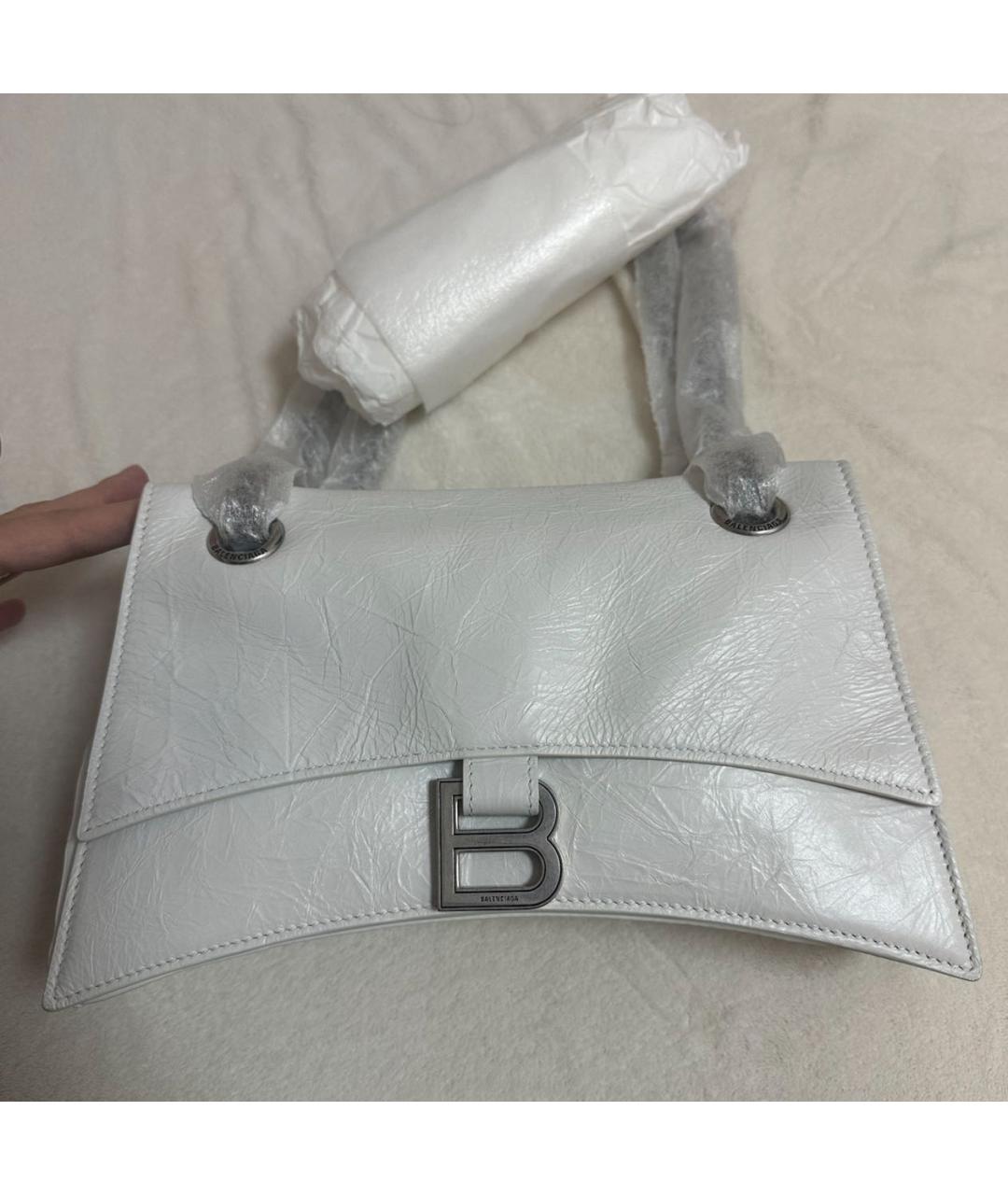 BALENCIAGA Белая кожаная сумка через плечо, фото 3
