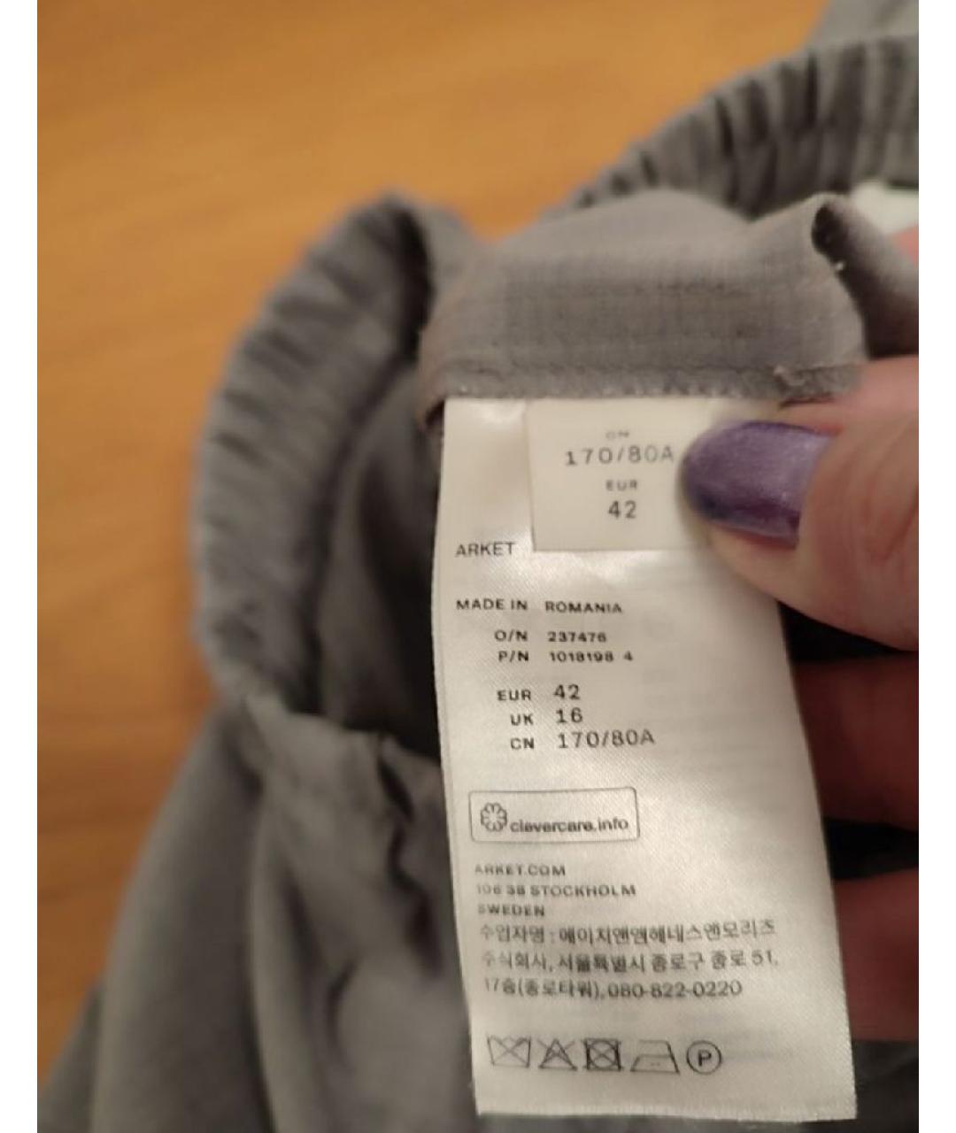 ARKET Серые шерстяные прямые брюки, фото 5