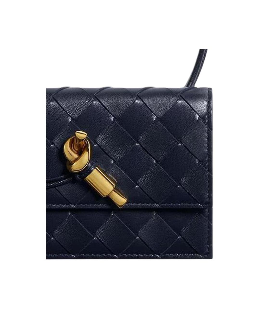 BOTTEGA VENETA Темно-синий кожаный кошелек, фото 4