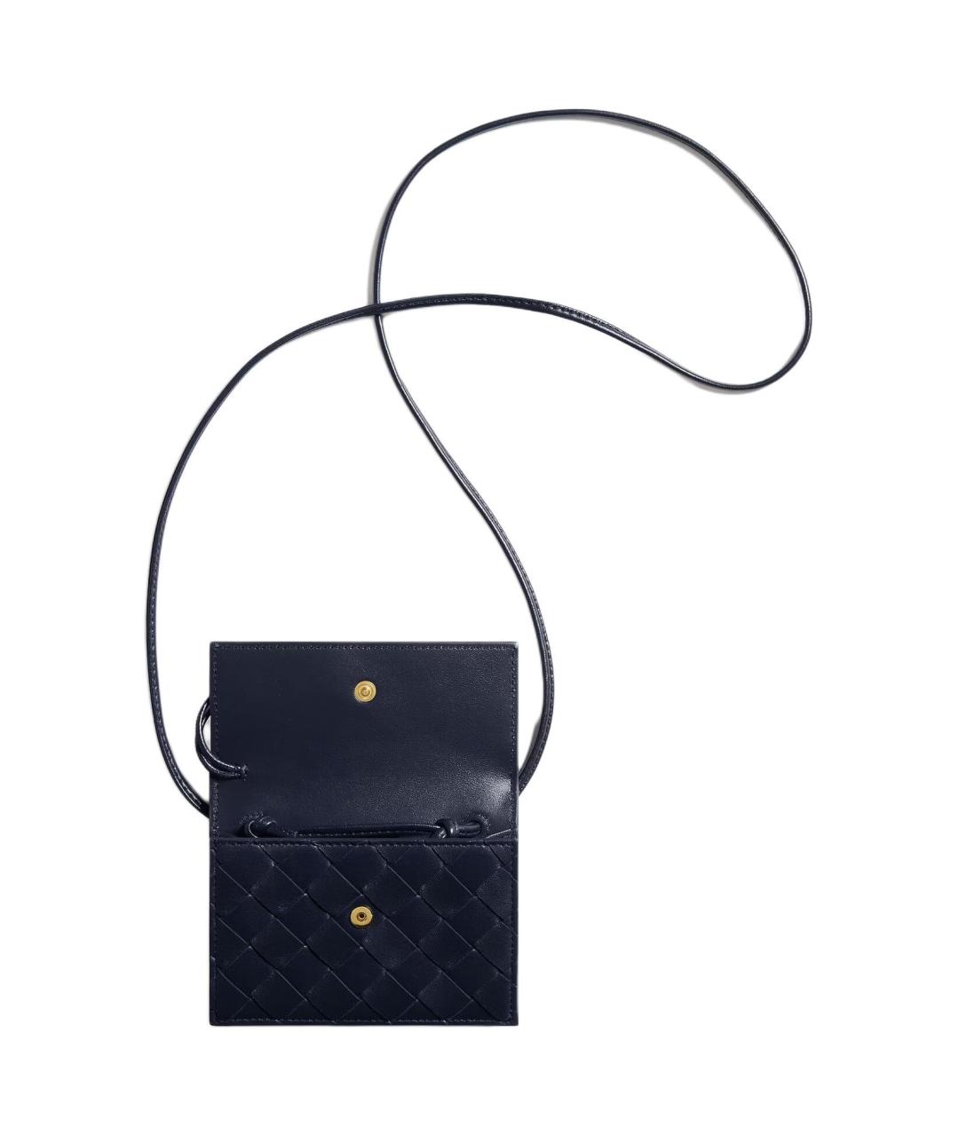 BOTTEGA VENETA Темно-синий кожаный кошелек, фото 3