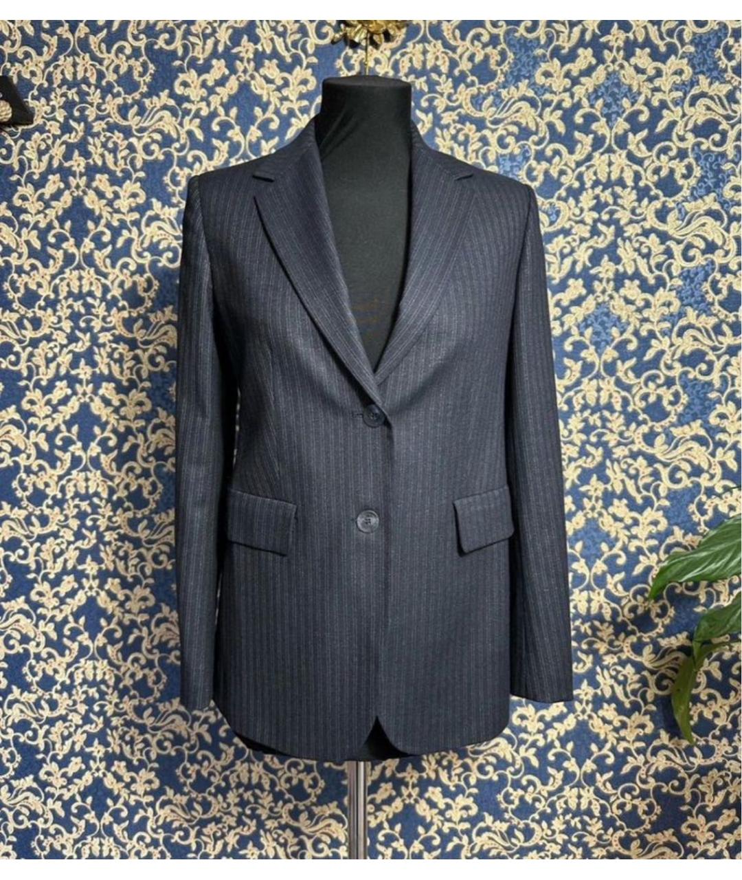 MAX MARA Темно-синий шерстяной жакет/пиджак, фото 3