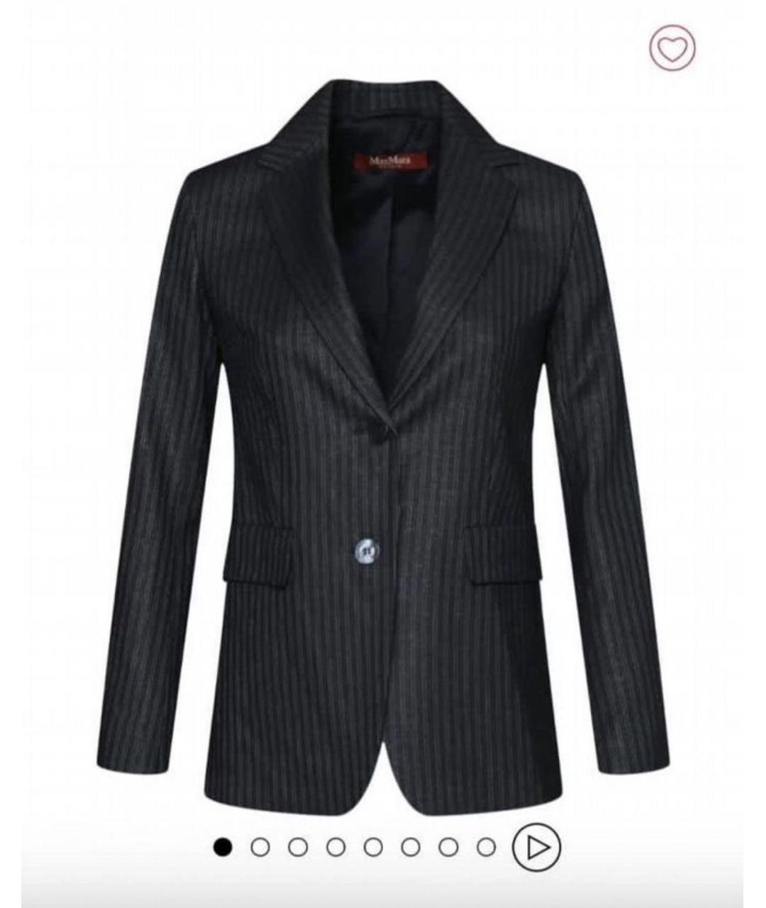 MAX MARA Темно-синий шерстяной жакет/пиджак, фото 9