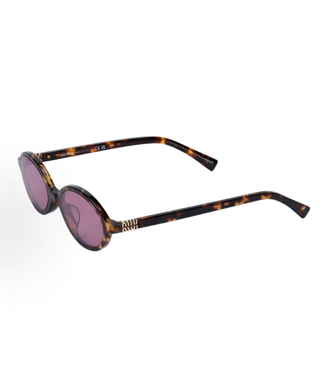 MIU MIU Коричневые пластиковые солнцезащитные очки, фото 1