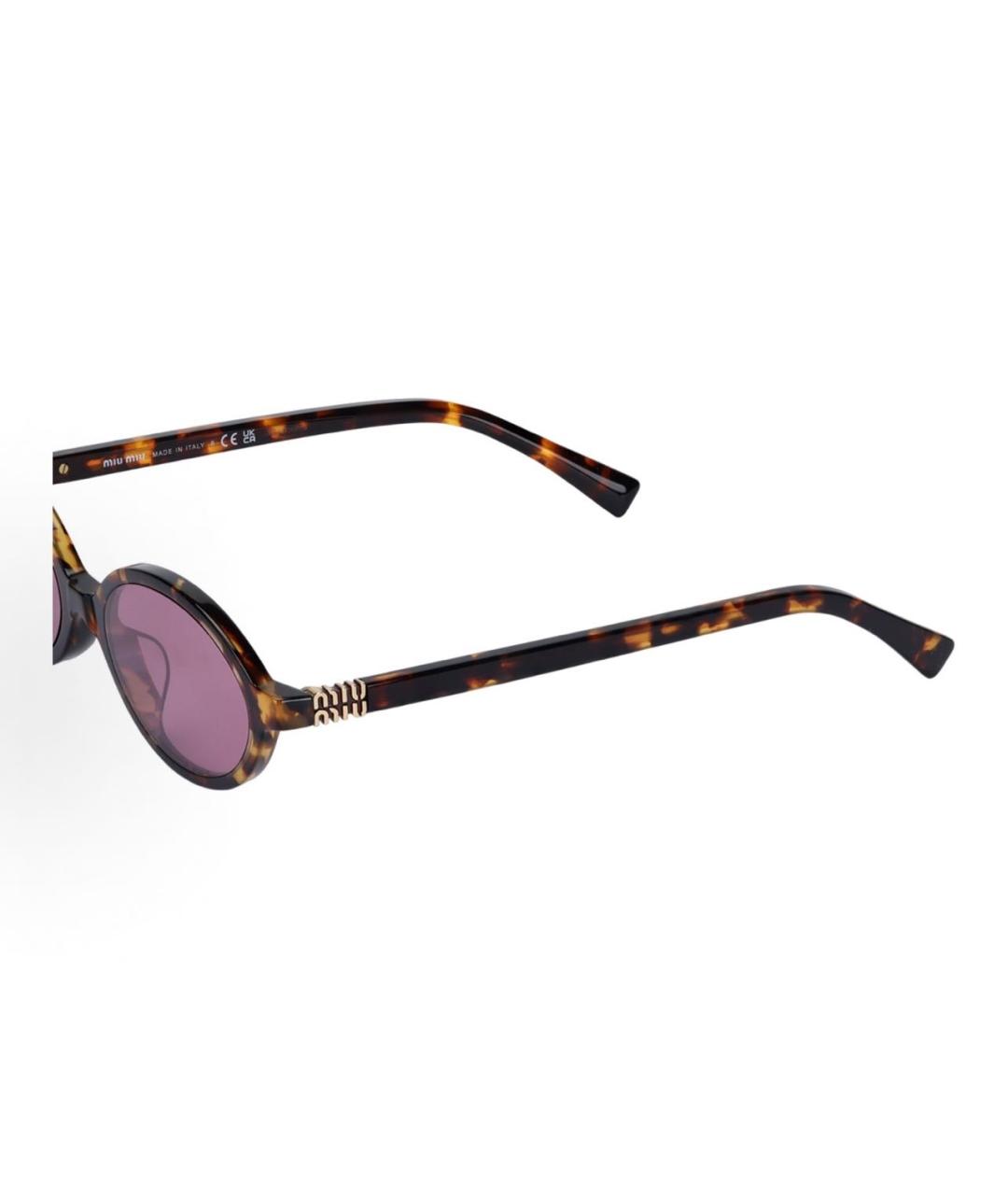 MIU MIU Коричневые пластиковые солнцезащитные очки, фото 4