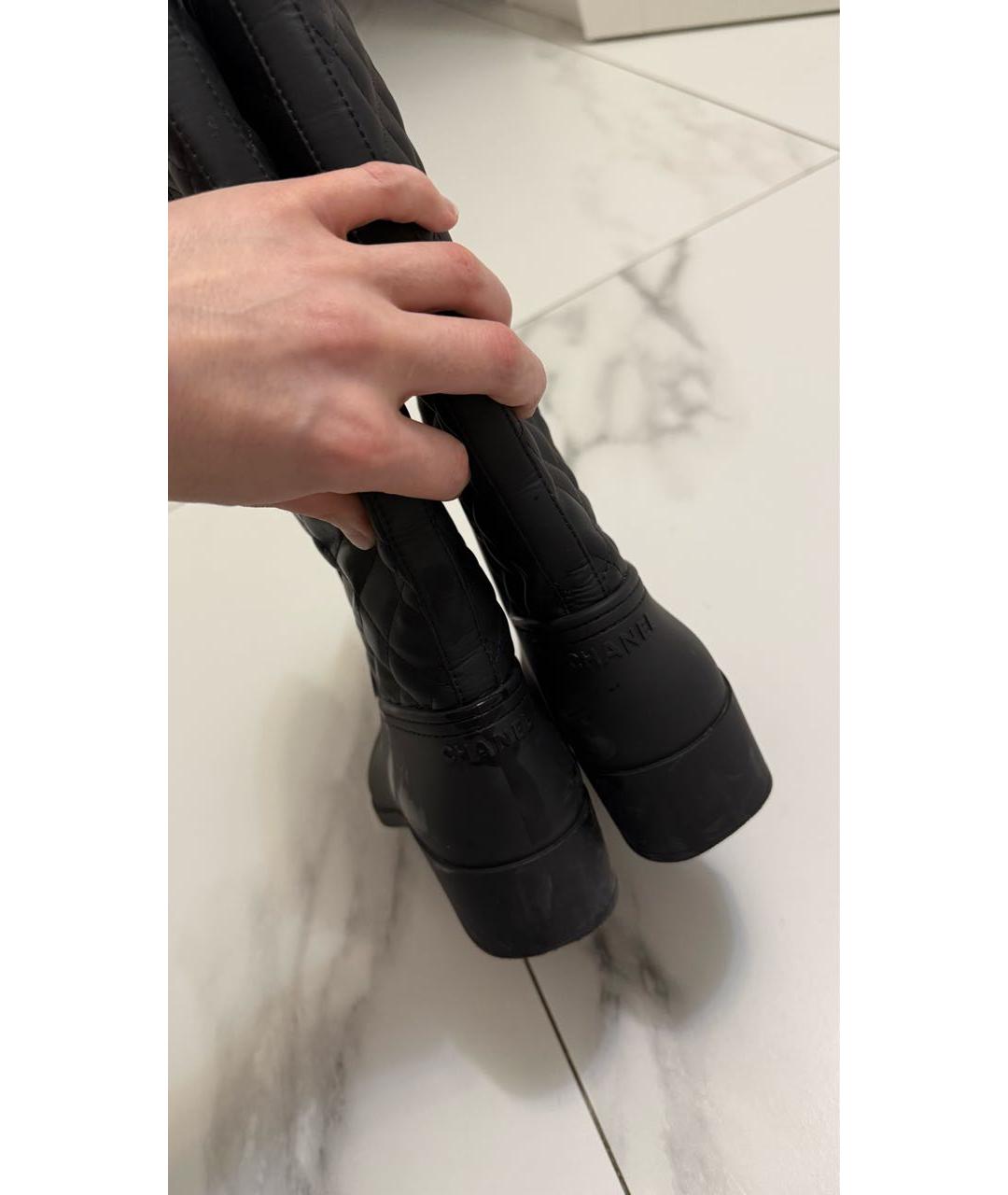 CHANEL Черные резиновые сапоги, фото 4