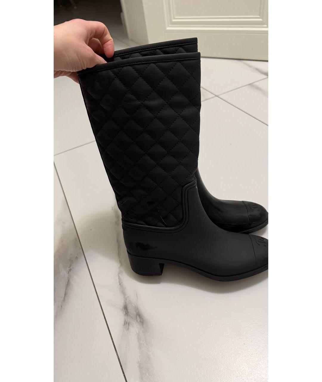 CHANEL Черные резиновые сапоги, фото 3