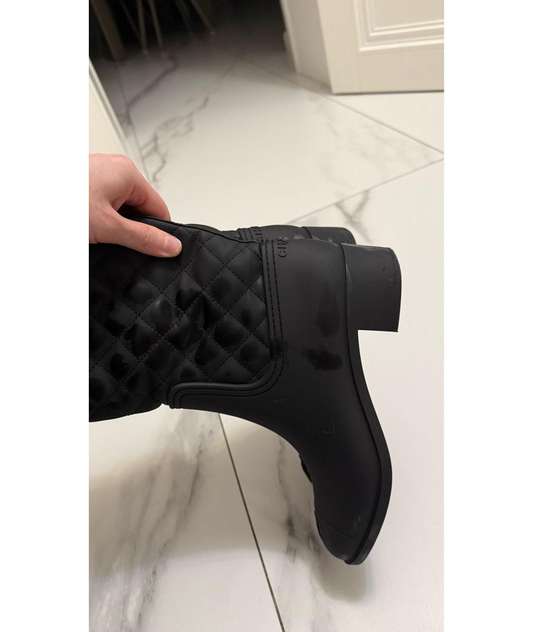 CHANEL Черные резиновые сапоги, фото 8