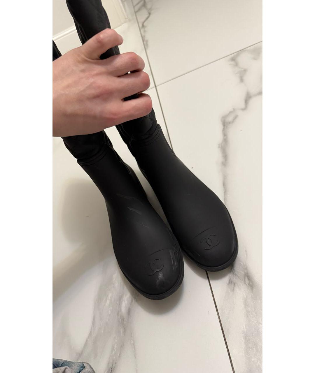 CHANEL Черные резиновые сапоги, фото 7
