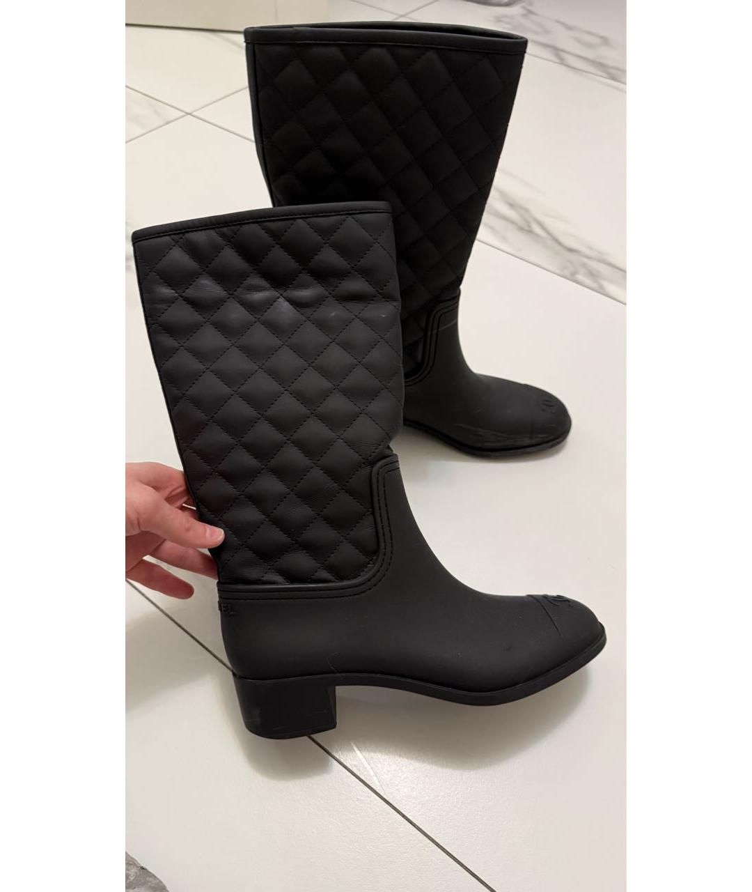 CHANEL Черные резиновые сапоги, фото 9