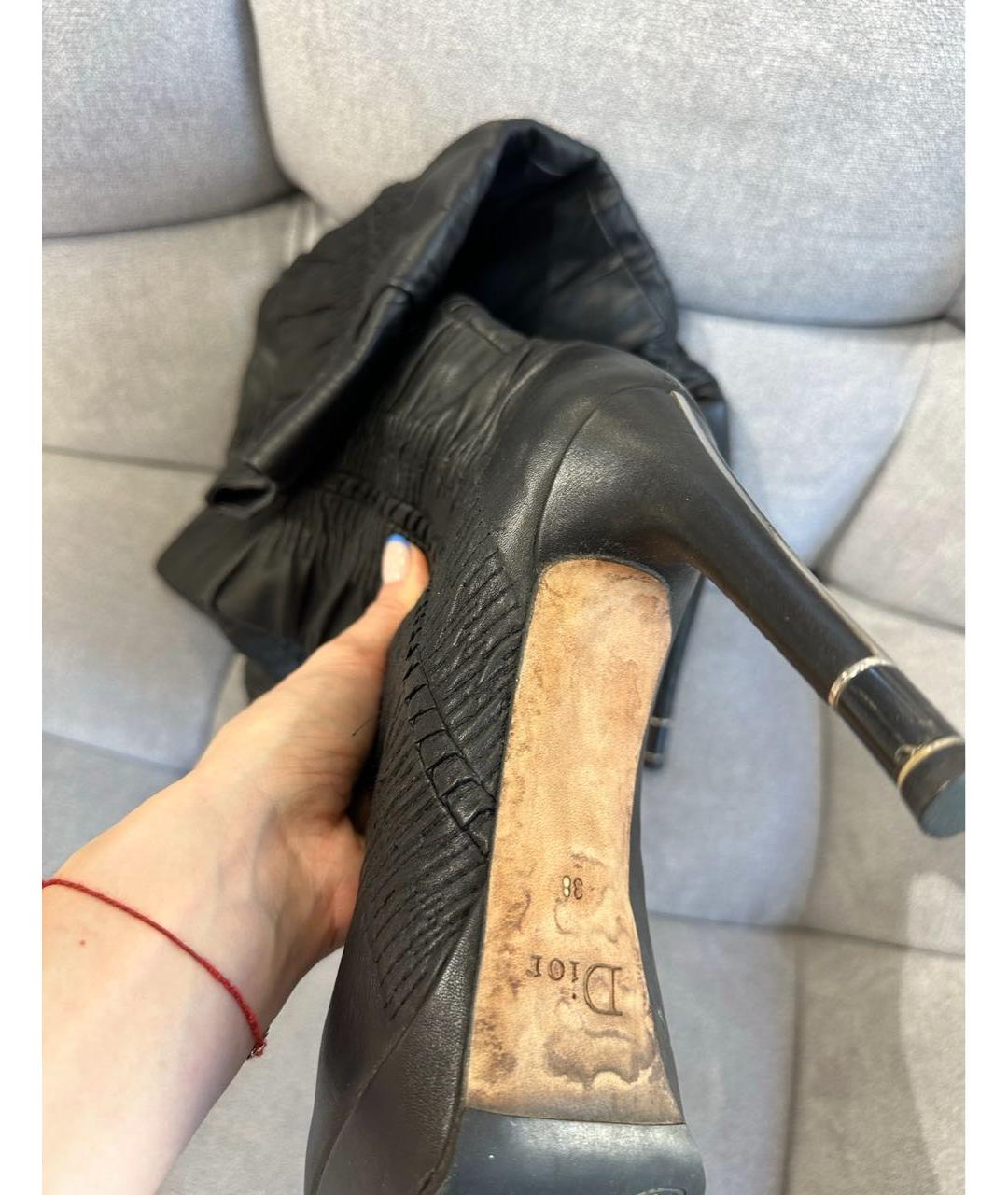 CHRISTIAN DIOR Черные кожаные сапоги, фото 4