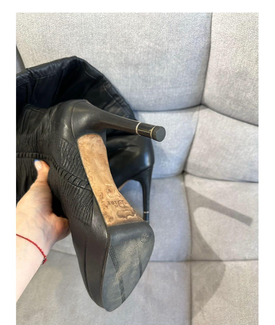 CHRISTIAN DIOR Черные кожаные сапоги, фото 3