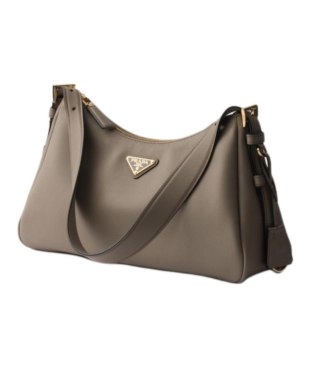 PRADA Серая кожаная сумка через плечо, фото 2