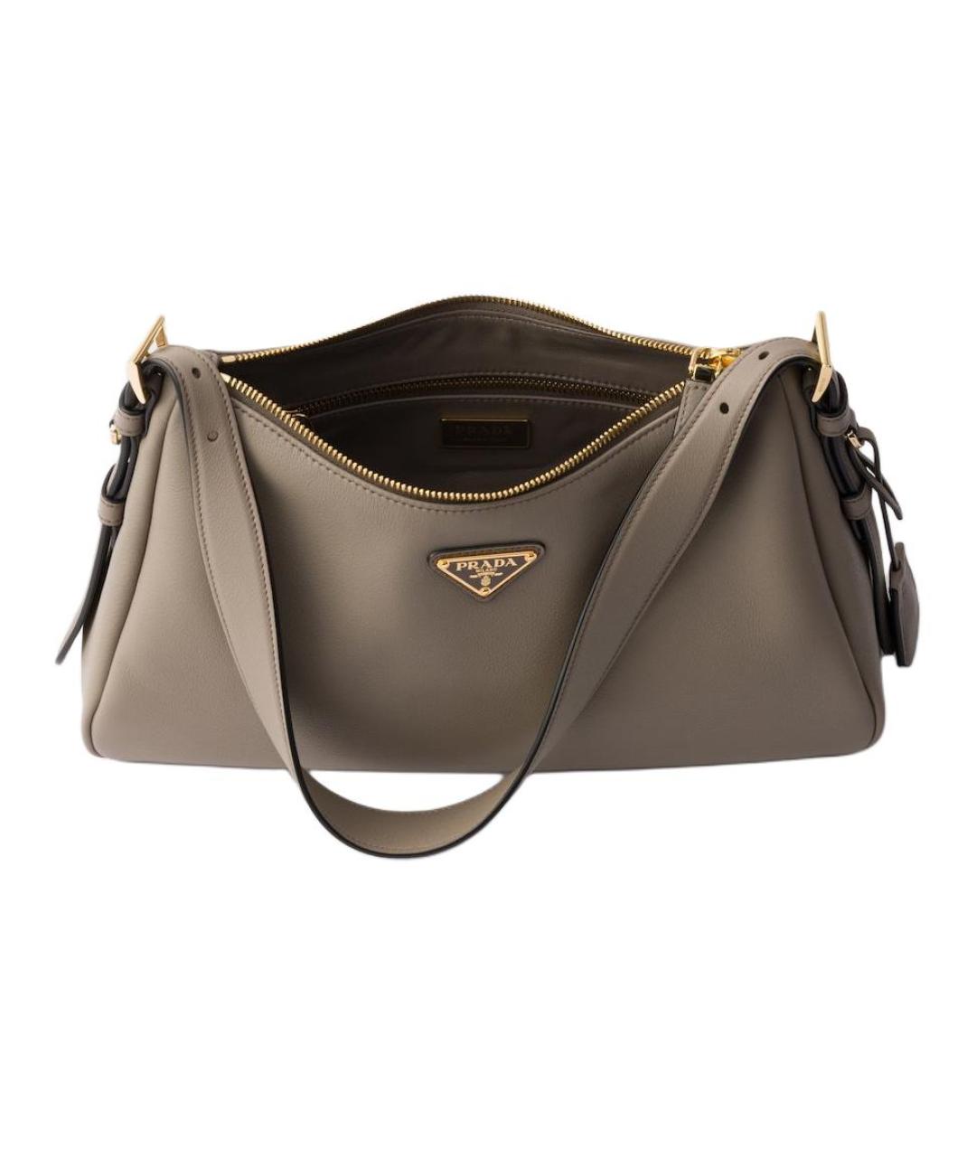 PRADA Серая кожаная сумка через плечо, фото 4