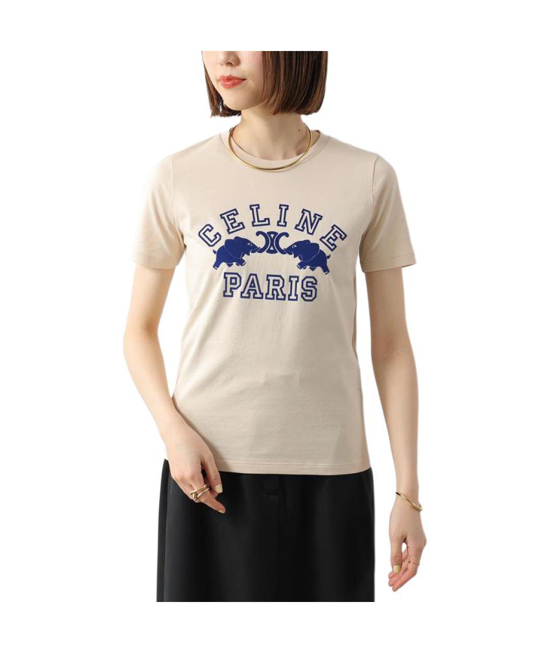 CELINE Бежевая футболка, фото 3