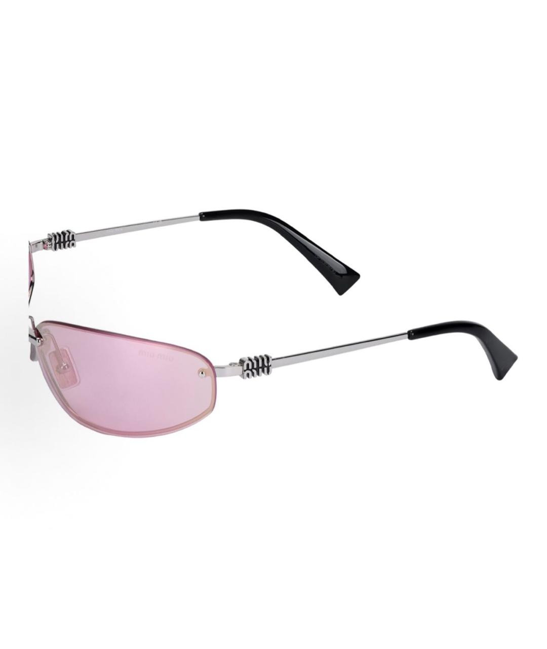 MIU MIU Розовые металлические солнцезащитные очки, фото 4