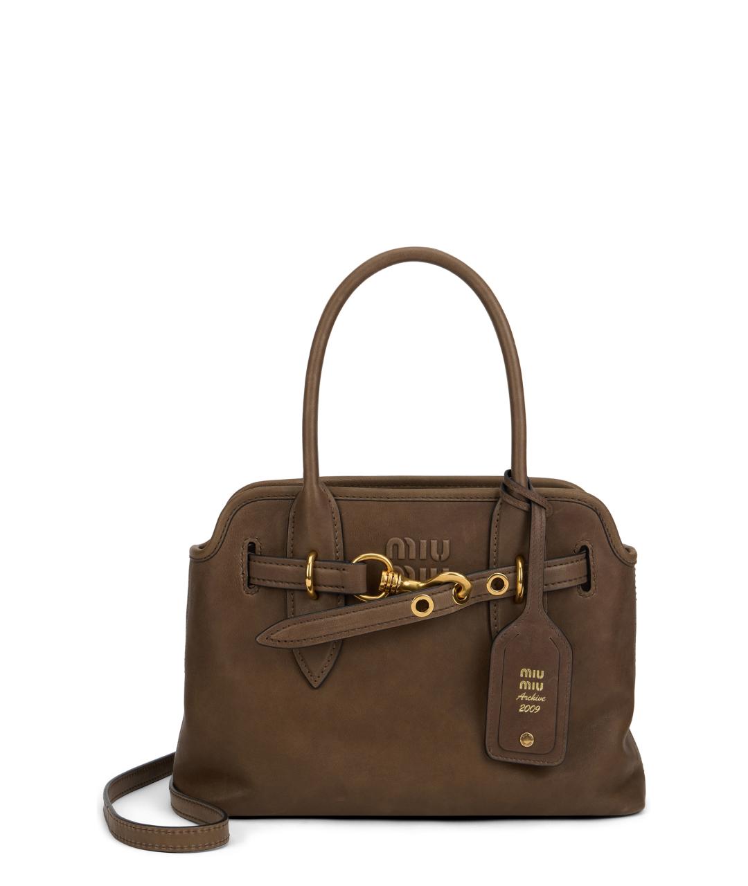 MIU MIU Коричневая кожаная сумка тоут, фото 1