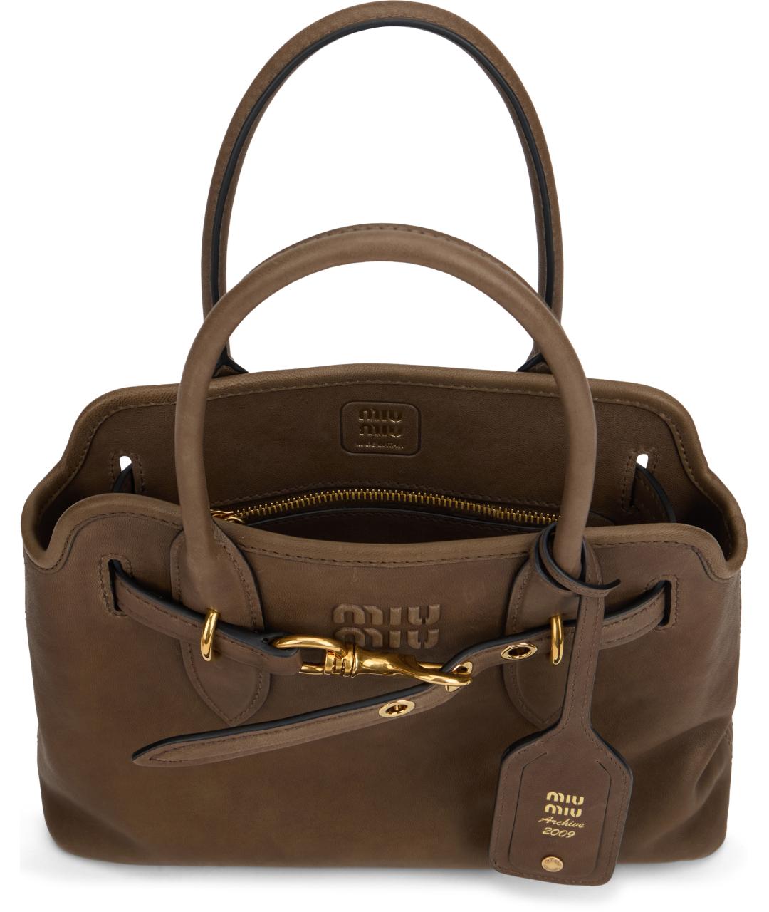 MIU MIU Коричневая кожаная сумка тоут, фото 5