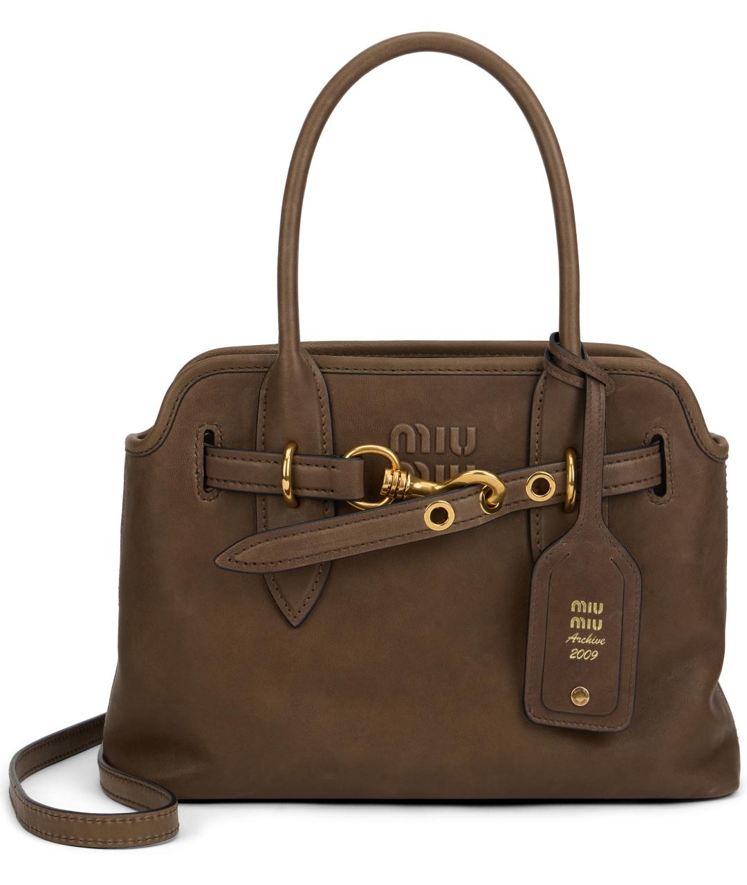 MIU MIU Коричневая кожаная сумка тоут, фото 2