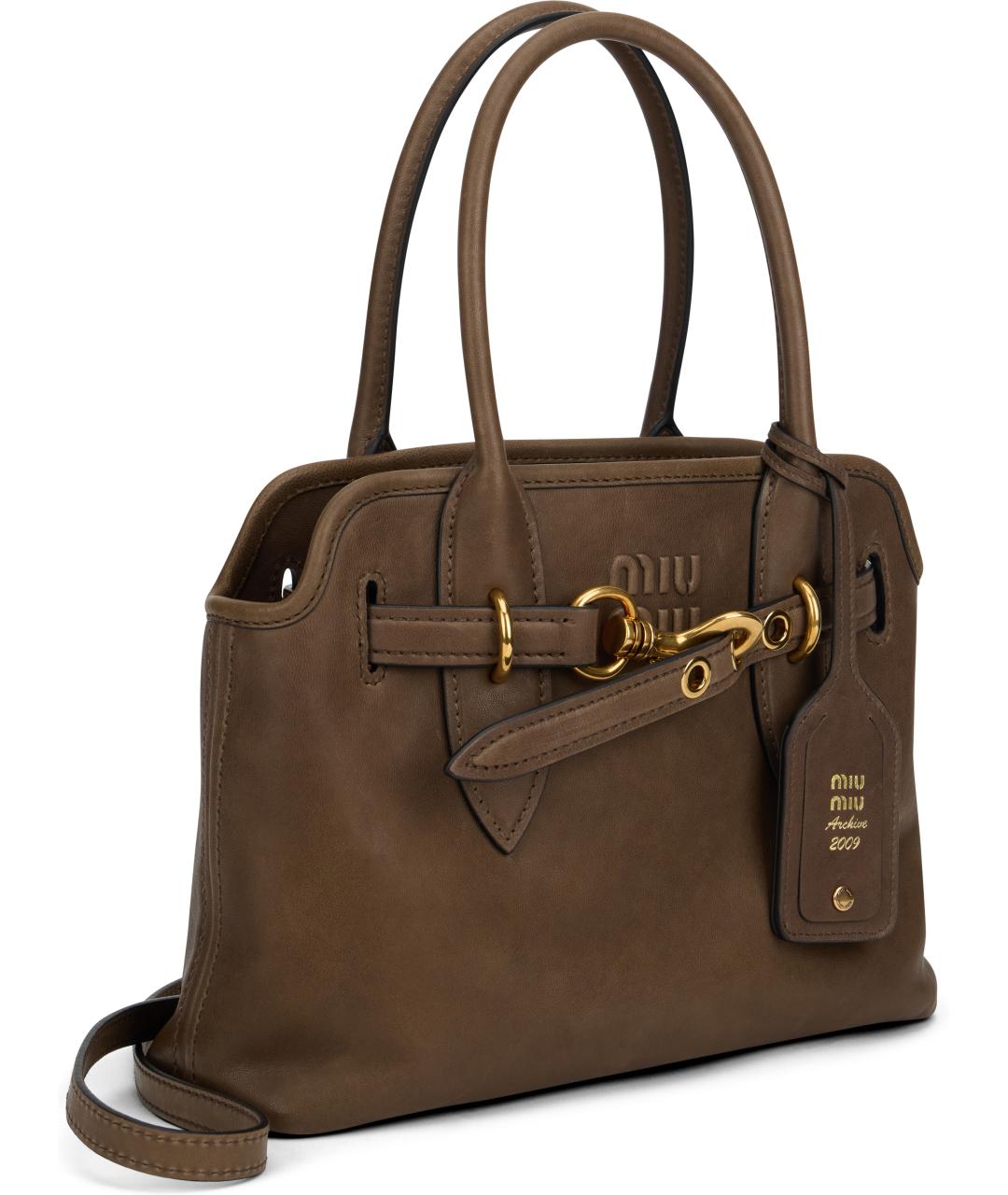 MIU MIU Коричневая кожаная сумка тоут, фото 3