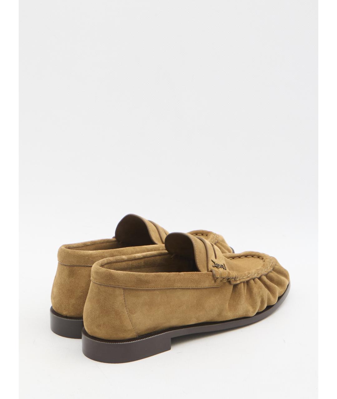 SAINT LAURENT Коричневые кожаные лоферы, фото 3