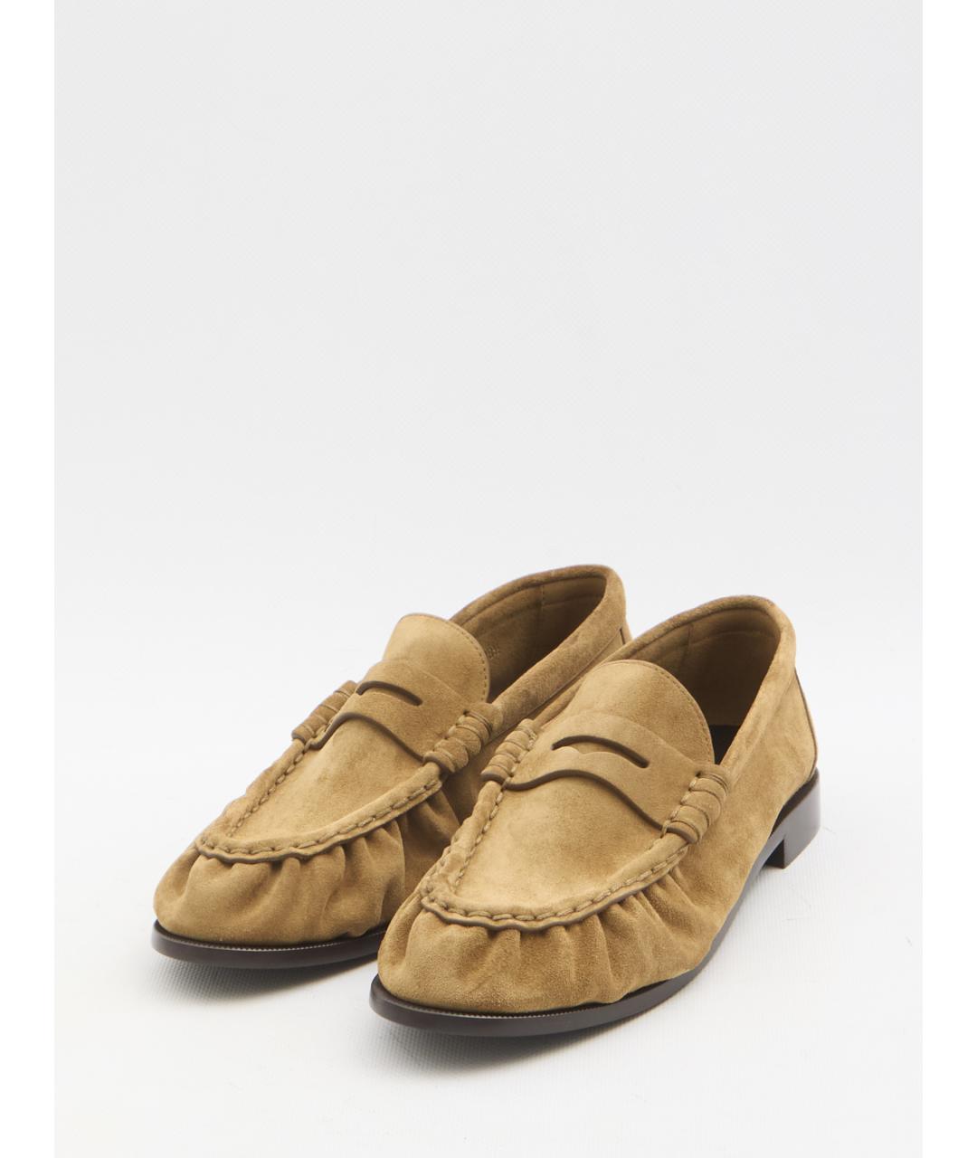 SAINT LAURENT Коричневые кожаные лоферы, фото 2