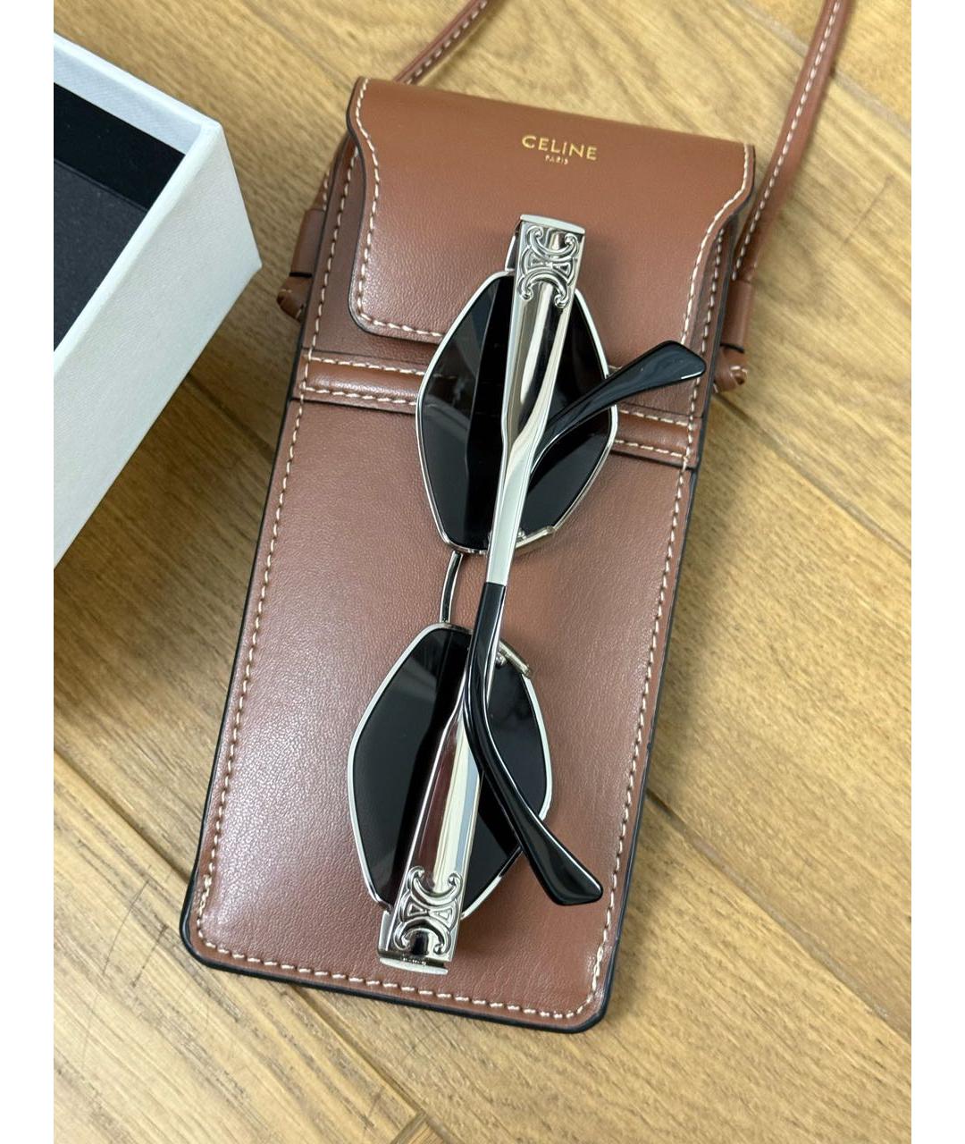 CELINE Серебряные металлические солнцезащитные очки, фото 3