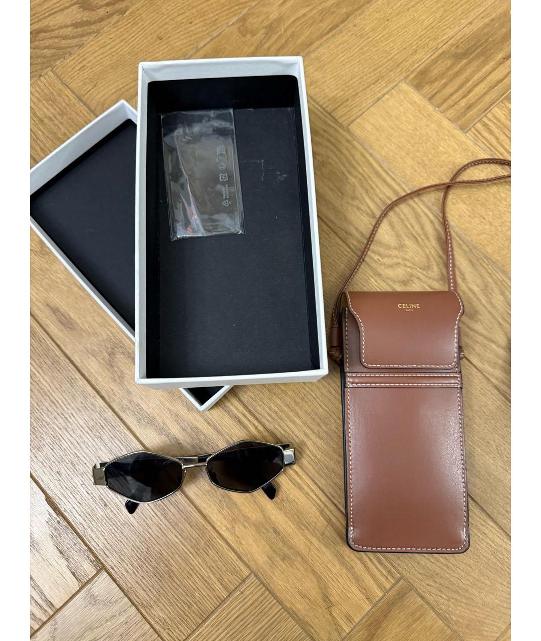 CELINE Серебряные металлические солнцезащитные очки, фото 7