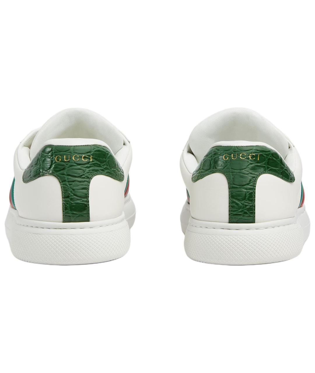 GUCCI Белые кожаные низкие кроссовки / кеды, фото 4