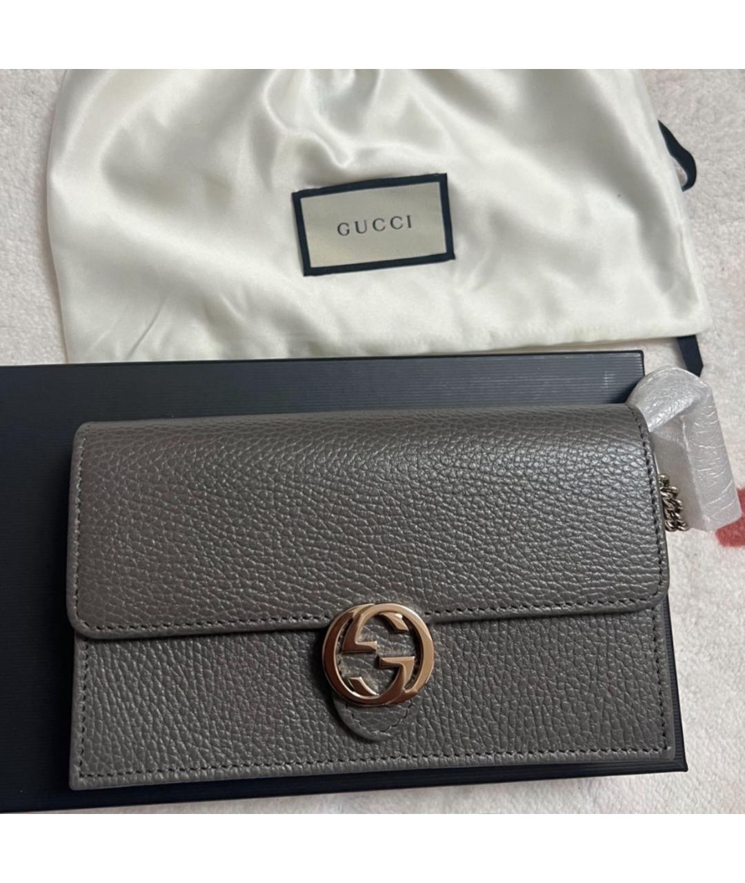 GUCCI Серая кожаная сумка через плечо, фото 5