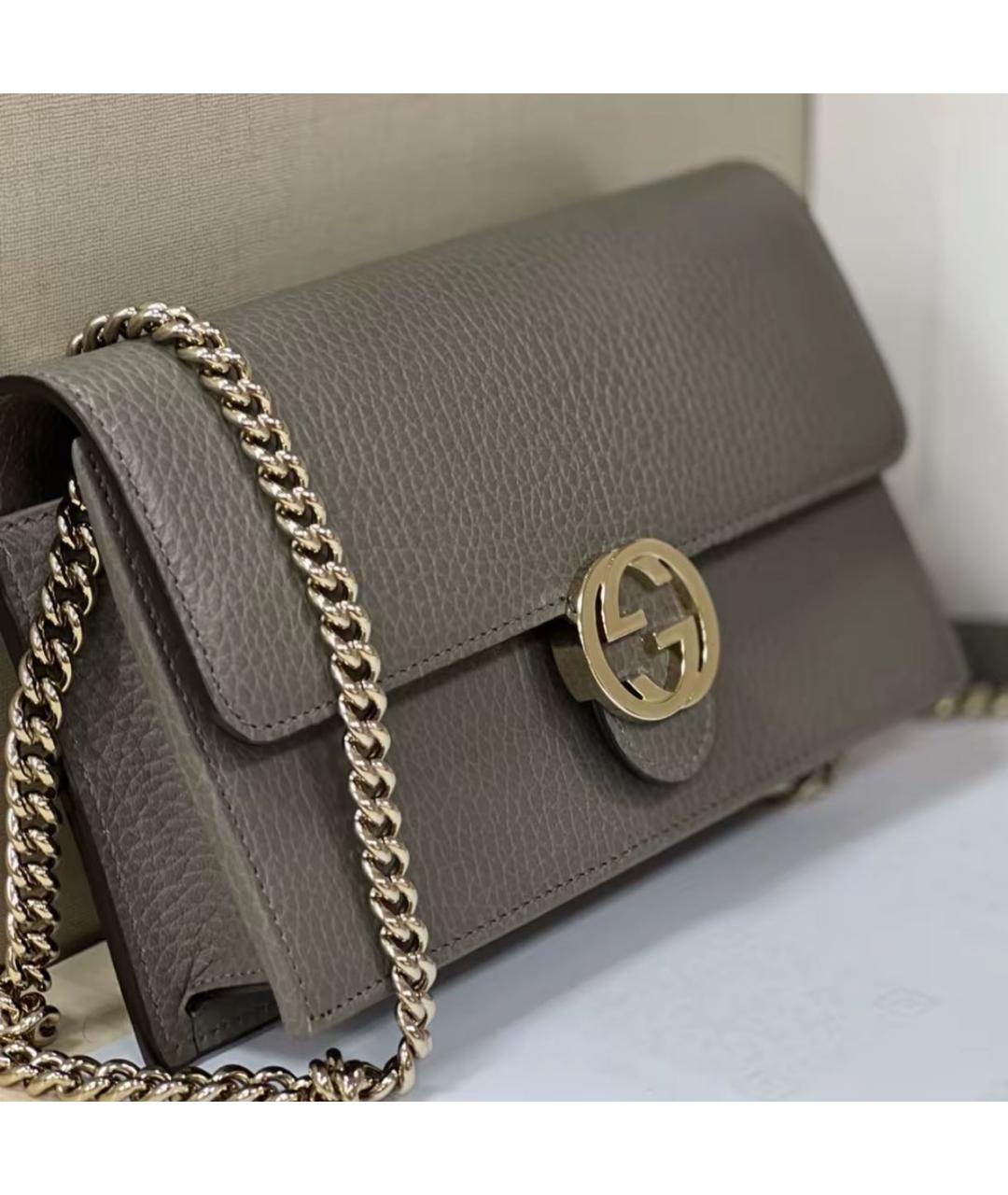 GUCCI Серая кожаная сумка через плечо, фото 8