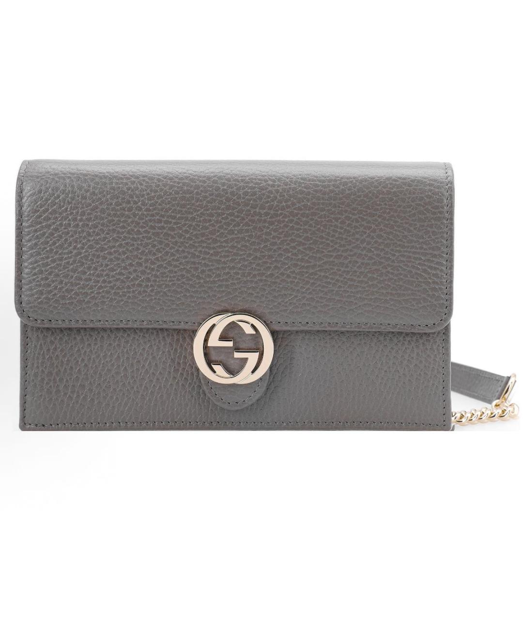 GUCCI Серая кожаная сумка через плечо, фото 9