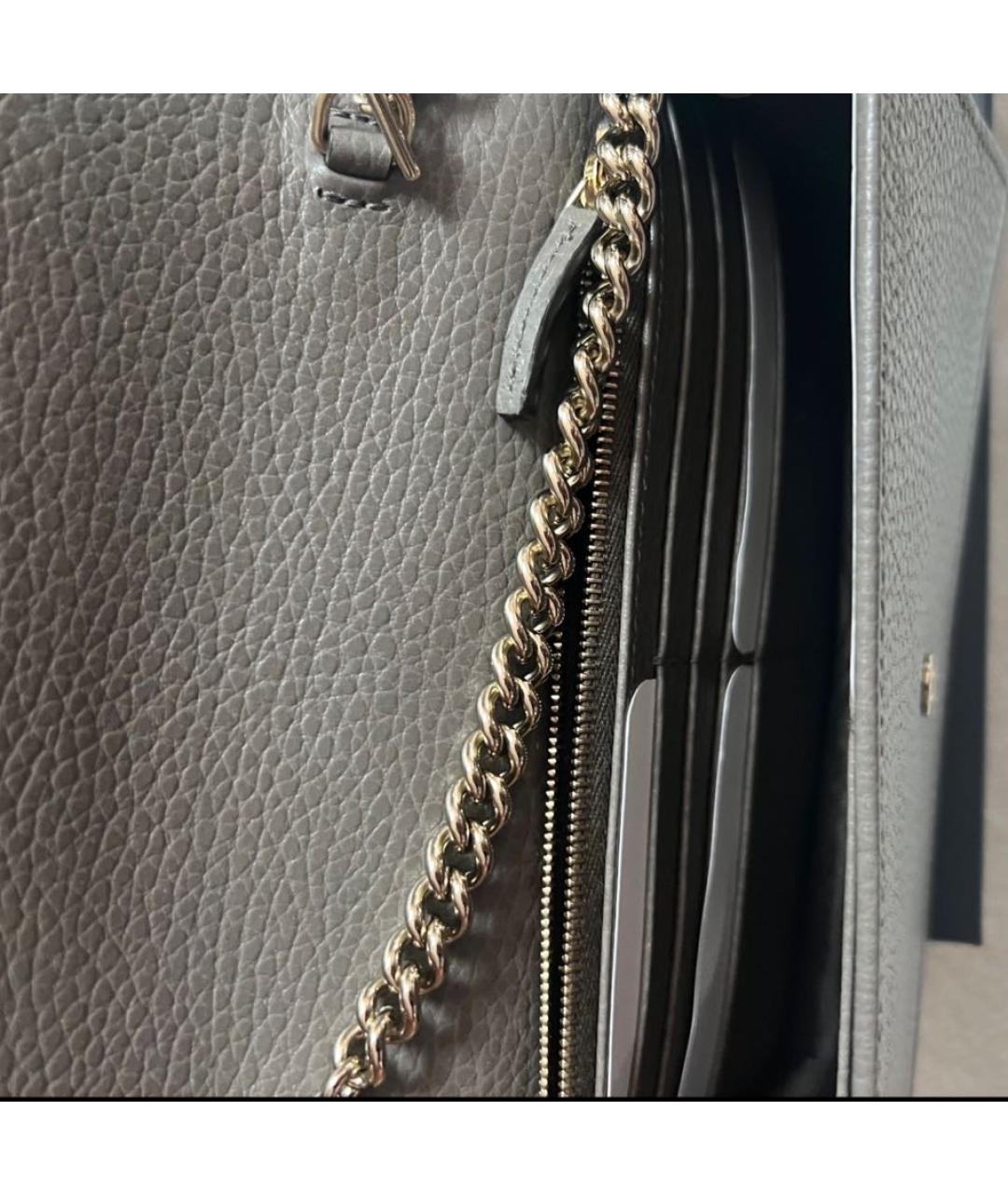GUCCI Серая кожаная сумка через плечо, фото 7