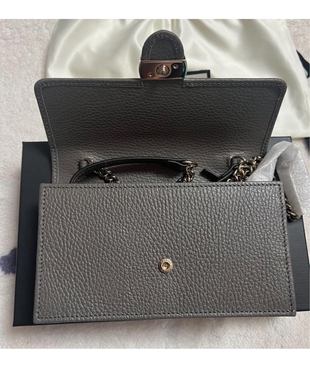 GUCCI Серая кожаная сумка через плечо, фото 6