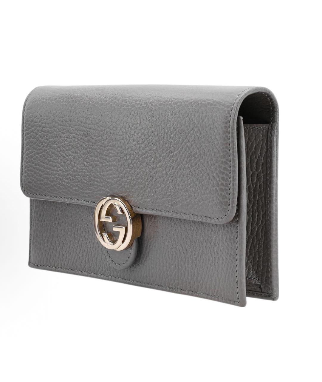 GUCCI Серая кожаная сумка через плечо, фото 3