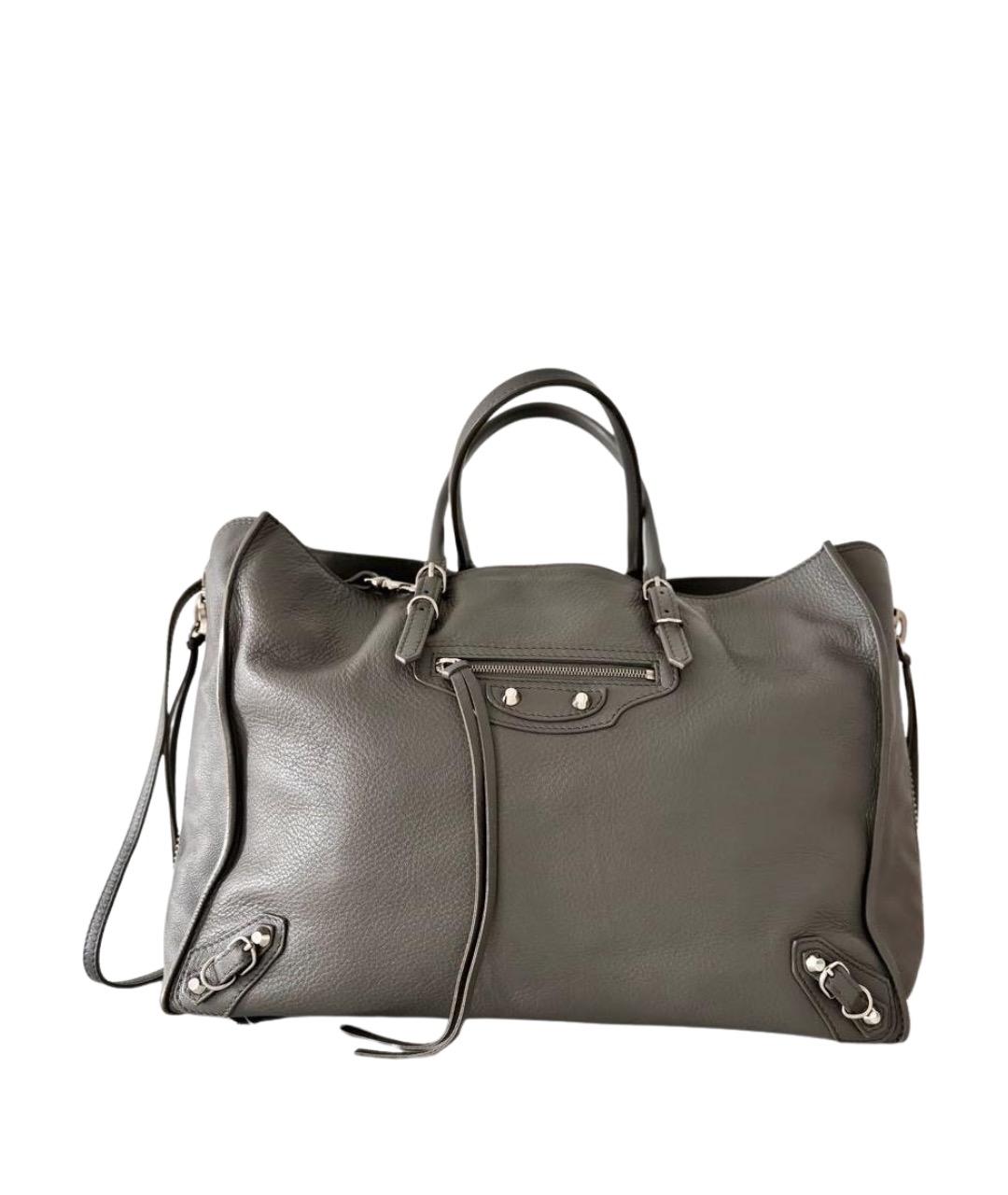 BALENCIAGA Серая кожаная сумка тоут, фото 1