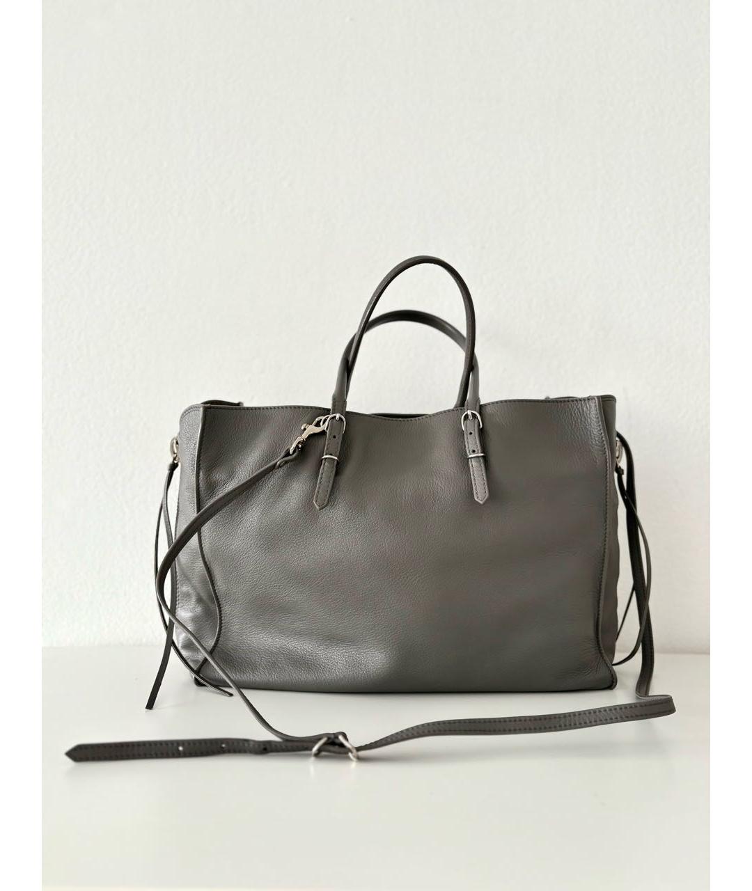 BALENCIAGA Серая кожаная сумка тоут, фото 3