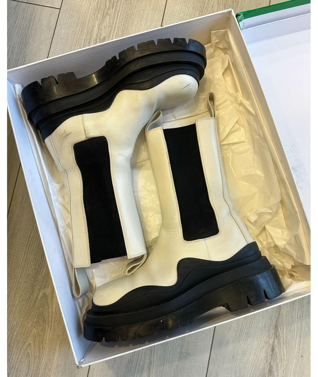 BOTTEGA VENETA Белые кожаные ботинки, фото 6